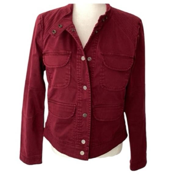 Sanctuary Military Moto Field Jacket garment dyed Burgundy size medium - Picture 1 of 6